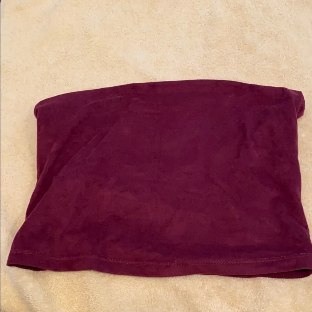 Maroon Velvet Strapless Crop Top